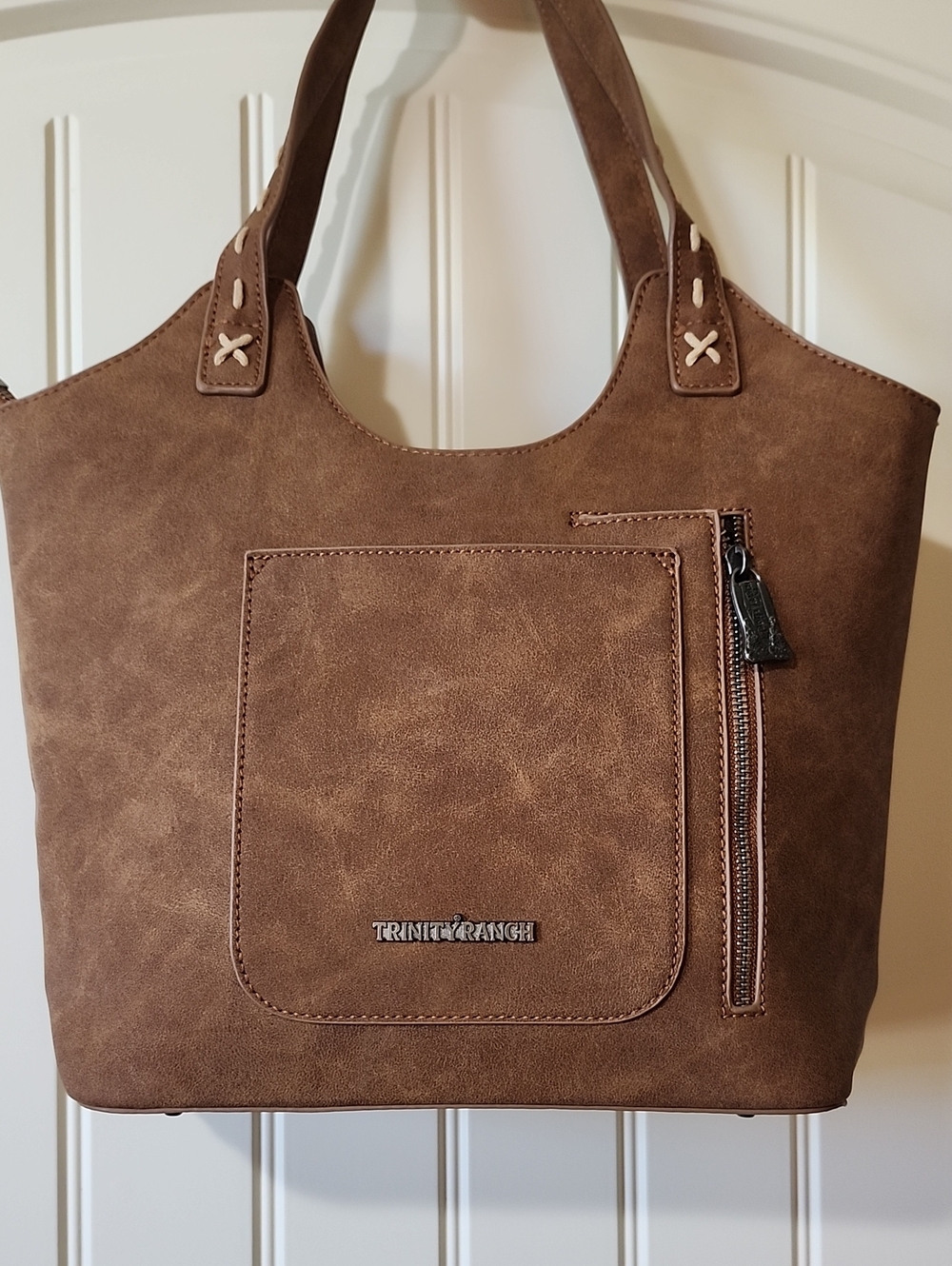 Trinity Ranch Cowhide Tooled Tote Bag Conceal Carry NWT - Picture 6 of 14